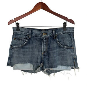 Citizens Of Humanity Distressed Denim Jean Shorts - Blue